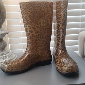 Leopard Animal Print Rain Boots Size 7
